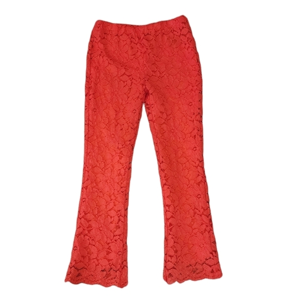 NWOT FREE PEOPLE WILD LACES PULL ON CROP FLARE PANTS IN AUDACIOUS RED - Picture 3 of 16